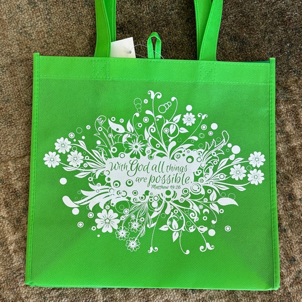 NWT 3 Inspirational Quote Tote Bags - Green, Pink, Blue - Picture 8 of 9